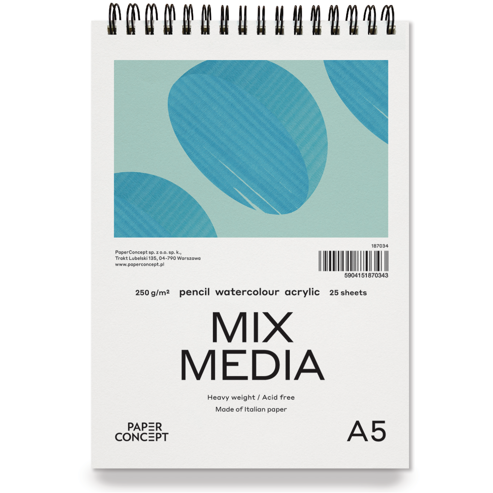 Mix Media spiral paper pad - PaperConcept - medium grain A5 250 g 25 sheets