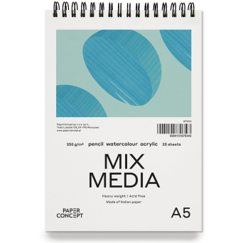 Mix Media spiral paper pad - PaperConcept - medium grain A5 250 g 25 sheets