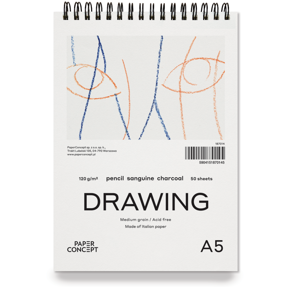 Blok rysunkowy Drawing na spirali - PaperConcept - medium grain A5 120 g 50 ark.
