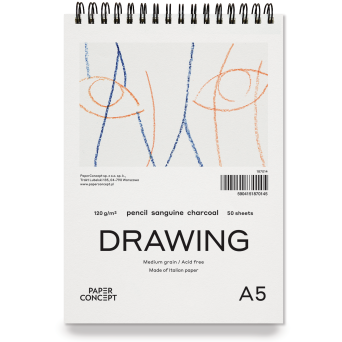 Blok rysunkowy Drawing na spirali - PaperConcept - medium grain A5 120 g 50 ark.