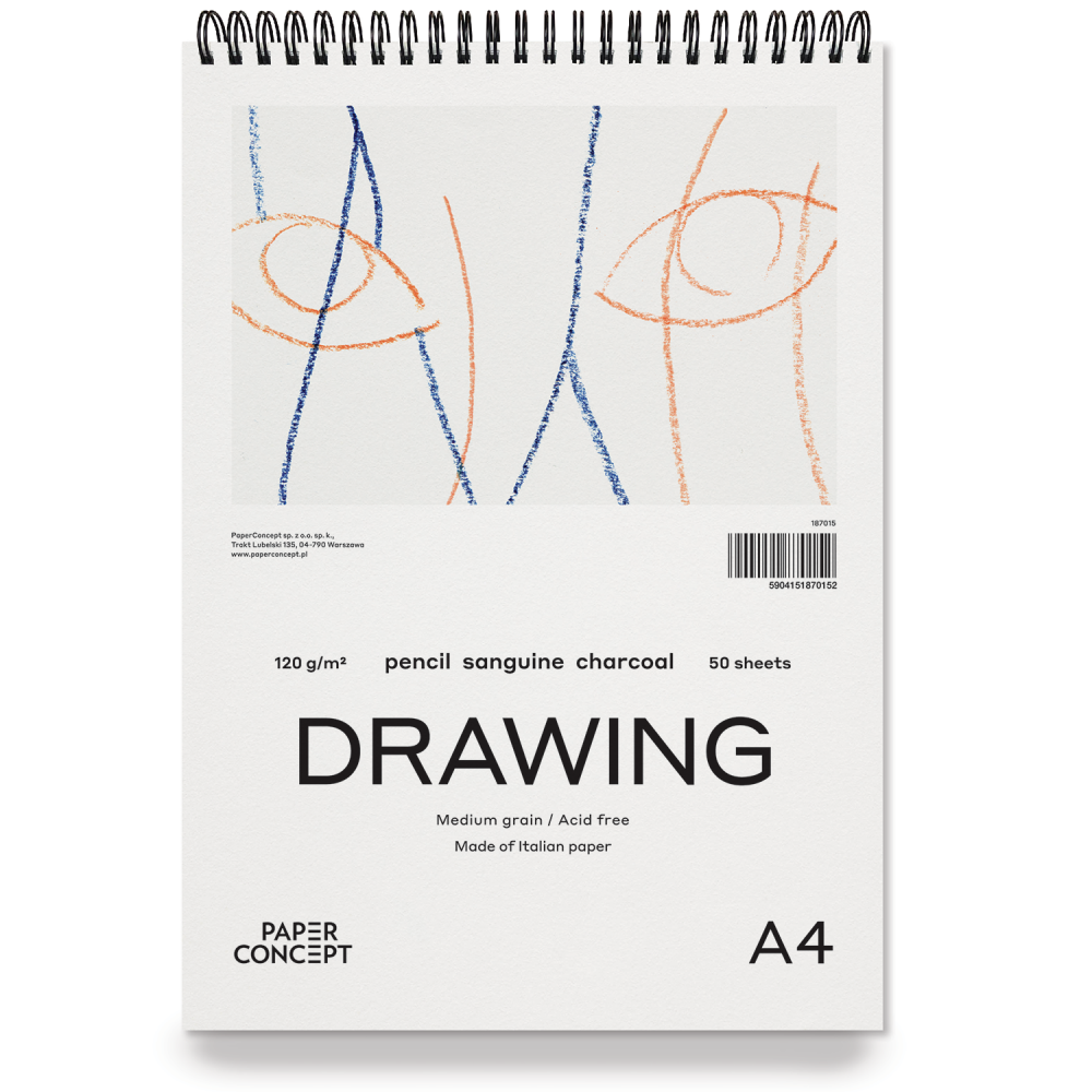 Blok rysunkowy Drawing na spirali - PaperConcept - medium grain A4 120 g 50 ark.