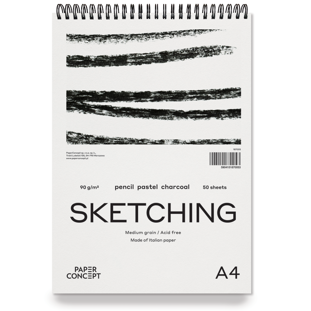 Blok szkicowy Sketching na spirali - PaperConcept - medium grain A4 90 g 50 ark.
