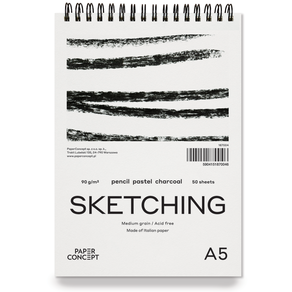 Blok szkicowy Sketching na spirali - PaperConcept - medium grain A5 90 g 50 ark.