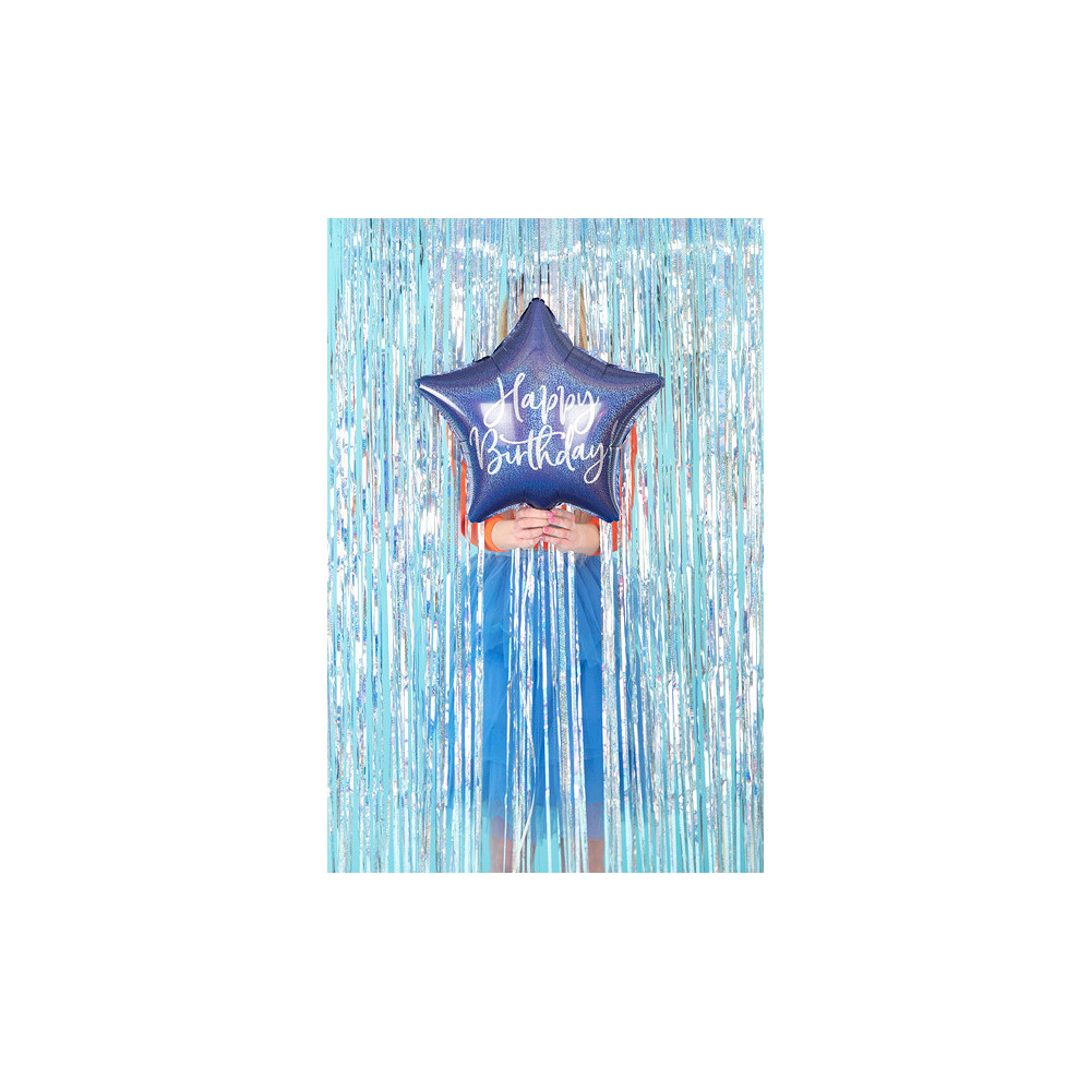 Foil balloon Happy Birthday! - star, navy blue, 40 cm