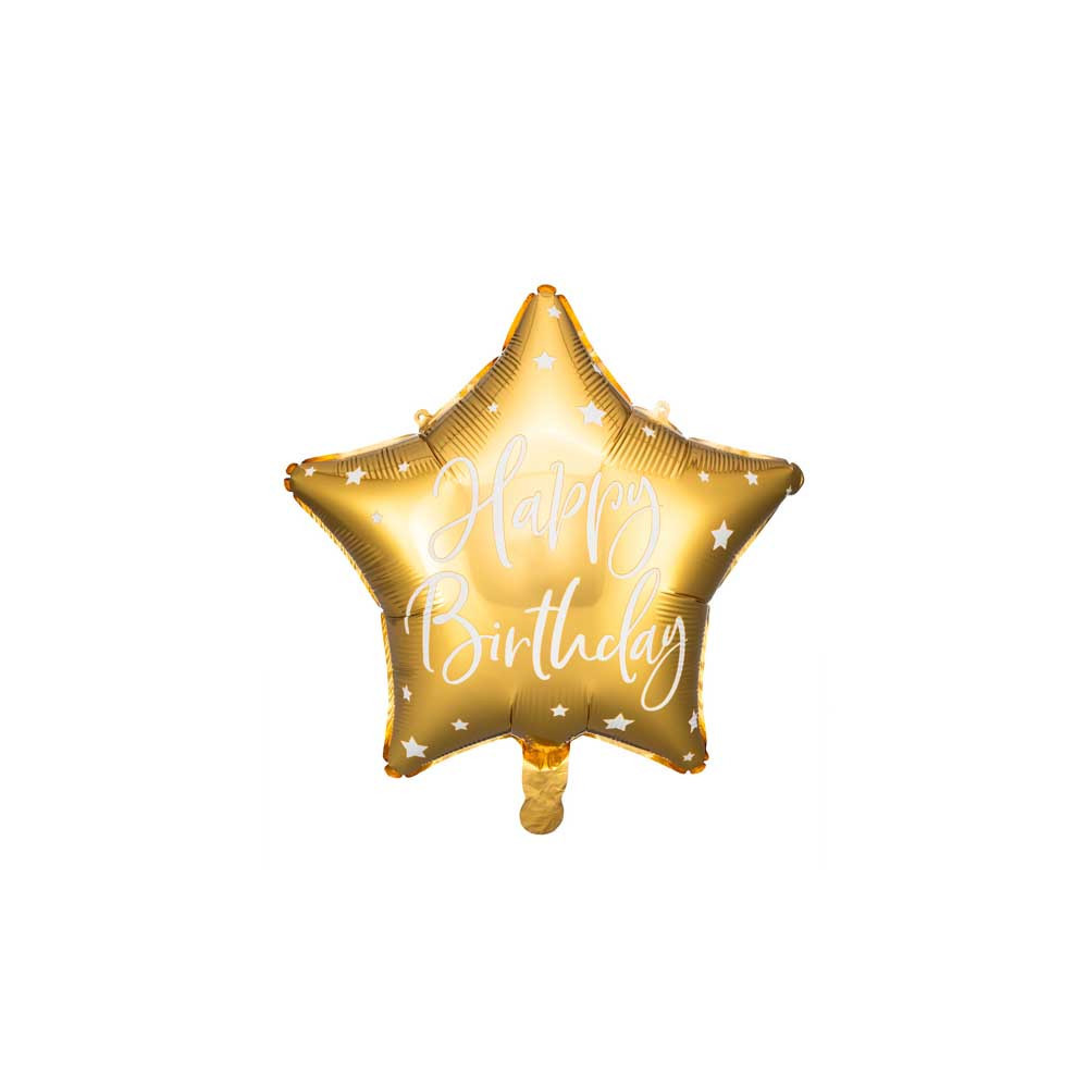 Foil balloon Happy Birthday - star, gold, 40 cm