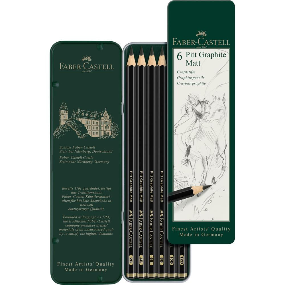 Zestaw ołówków grafitowych Pitt Graphite Matt - Faber-Castell - 6 szt.
