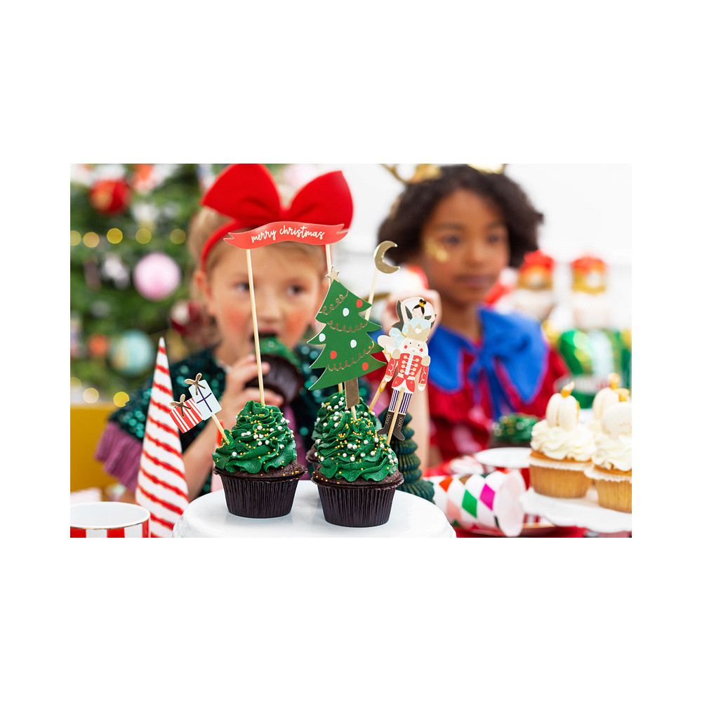 Christmas cake toppers - Nutcracker, 6 pcs.