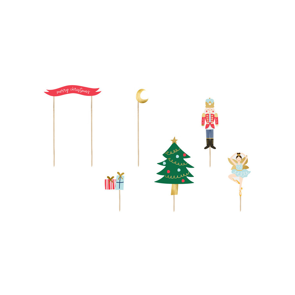 Christmas cake toppers - Nutcracker, 6 pcs.
