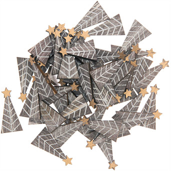 Wooden confetti Christmastree - Rico Design - shabby chic mix, 3 cm, 48 pcs.