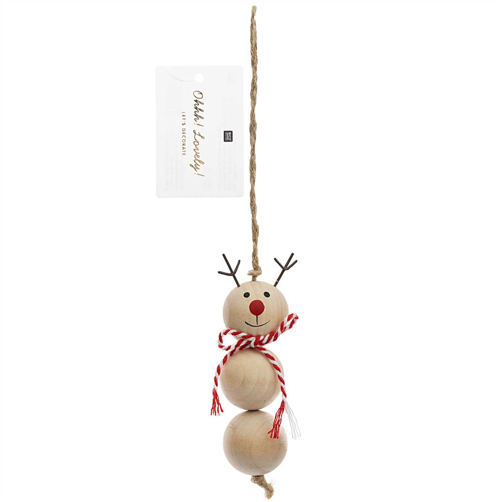 Zawieszka drewniana świąteczna - Rico Design - Renifer, 9 cm
