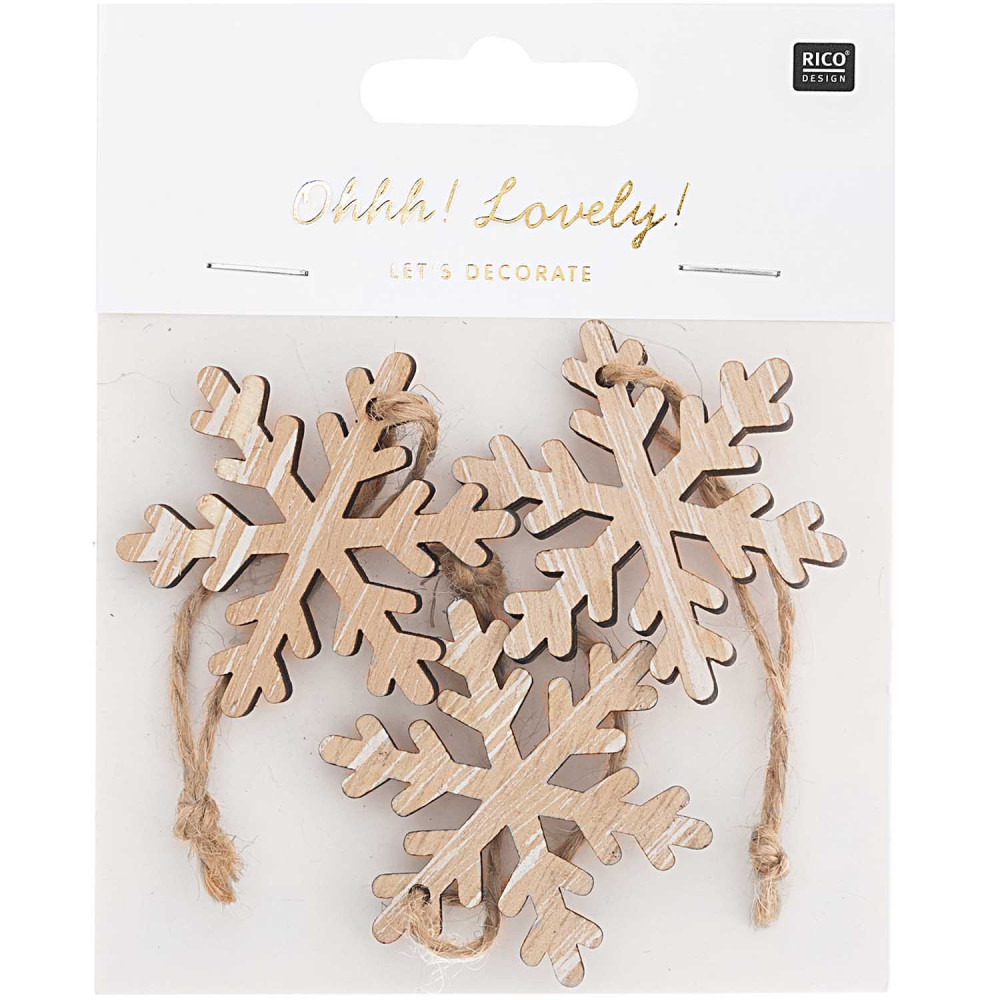 Wooden Christmas pendant Snowflakes- Rico Design - 3 pcs.