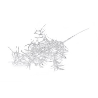 Gałązka świąteczna z brokatem - srebrna, 30 cm