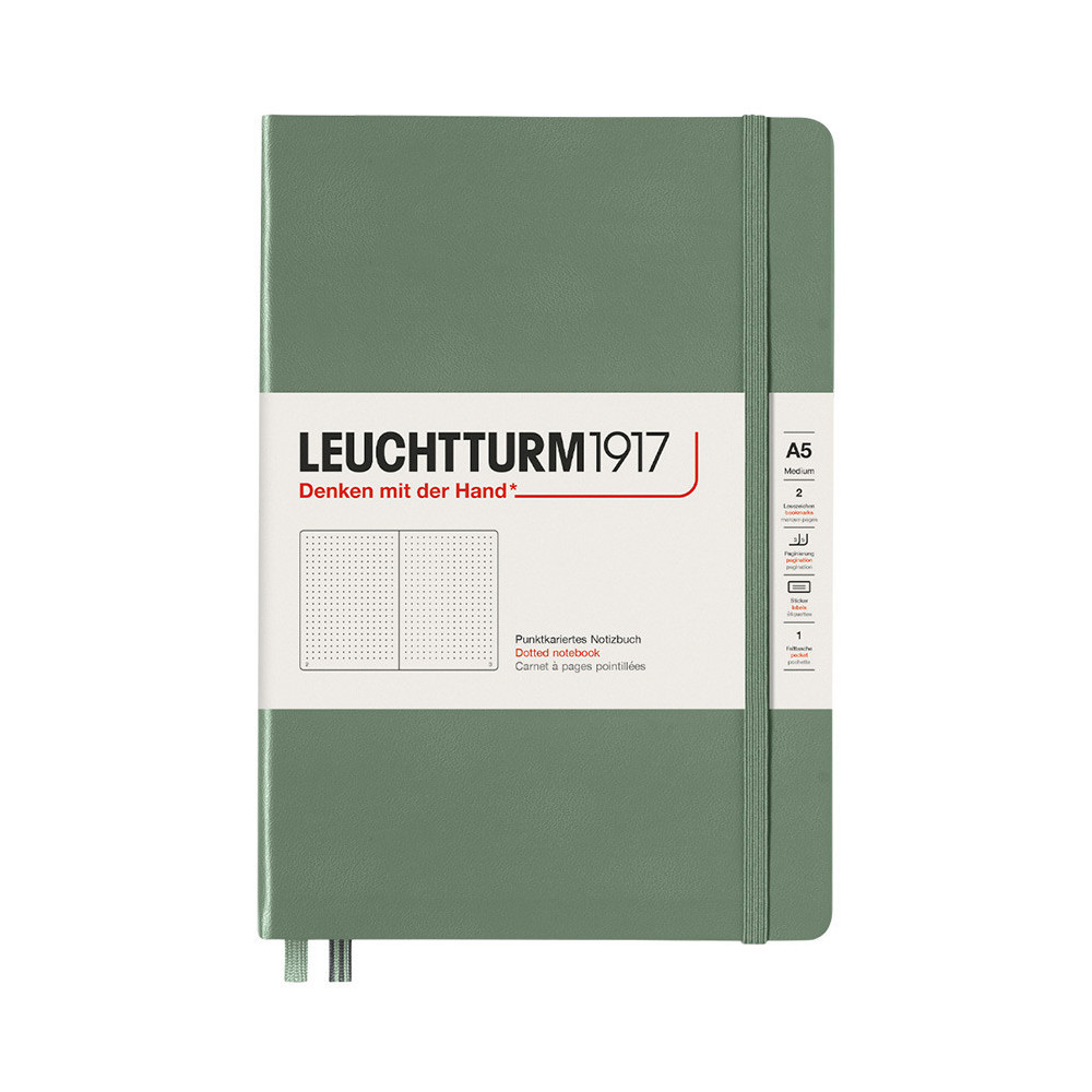 Notatnik Smooth Colours A5 - Leuchtturm1917 - w kropki, twarda okładka, Olive, 80 g/m2
