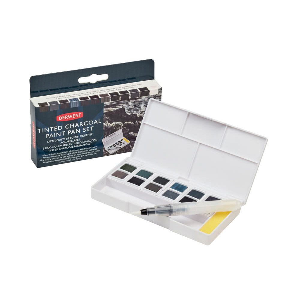 Zestaw farb akwarelowych Tinted Charcoal Paint Pan Set - Derwent - 12 kolorów
