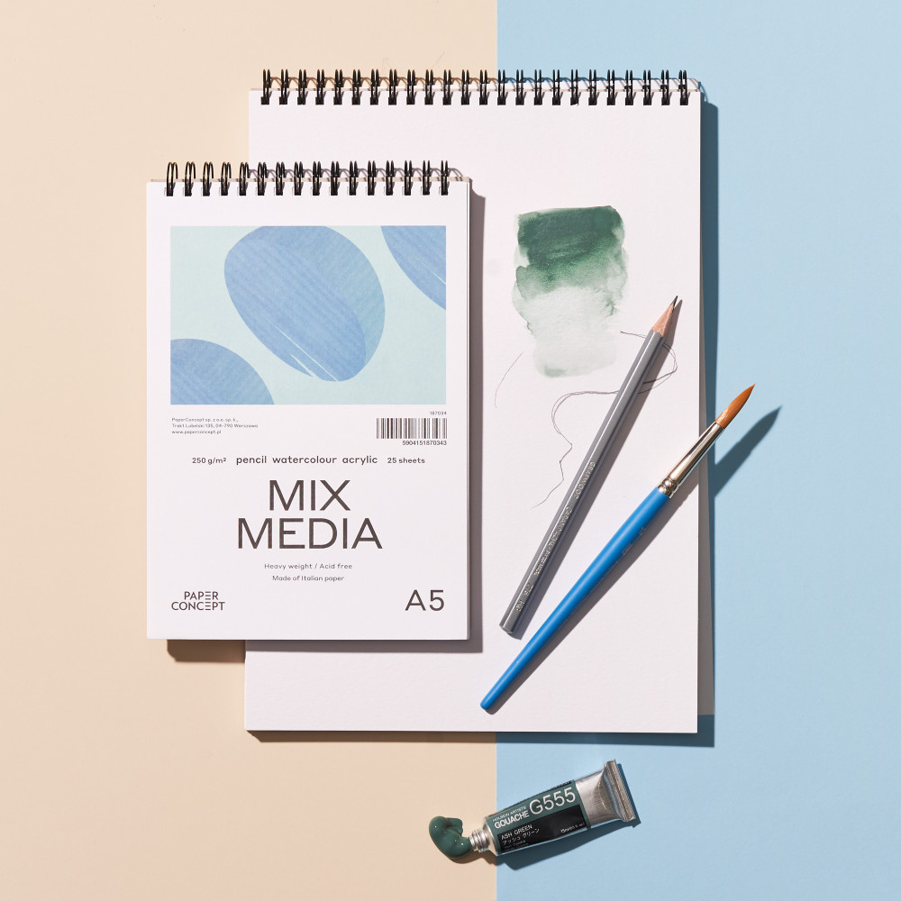 Blok uniwersalny Mix Media na spirali - PaperConcept - medium grain A5 250 g 25 ark.