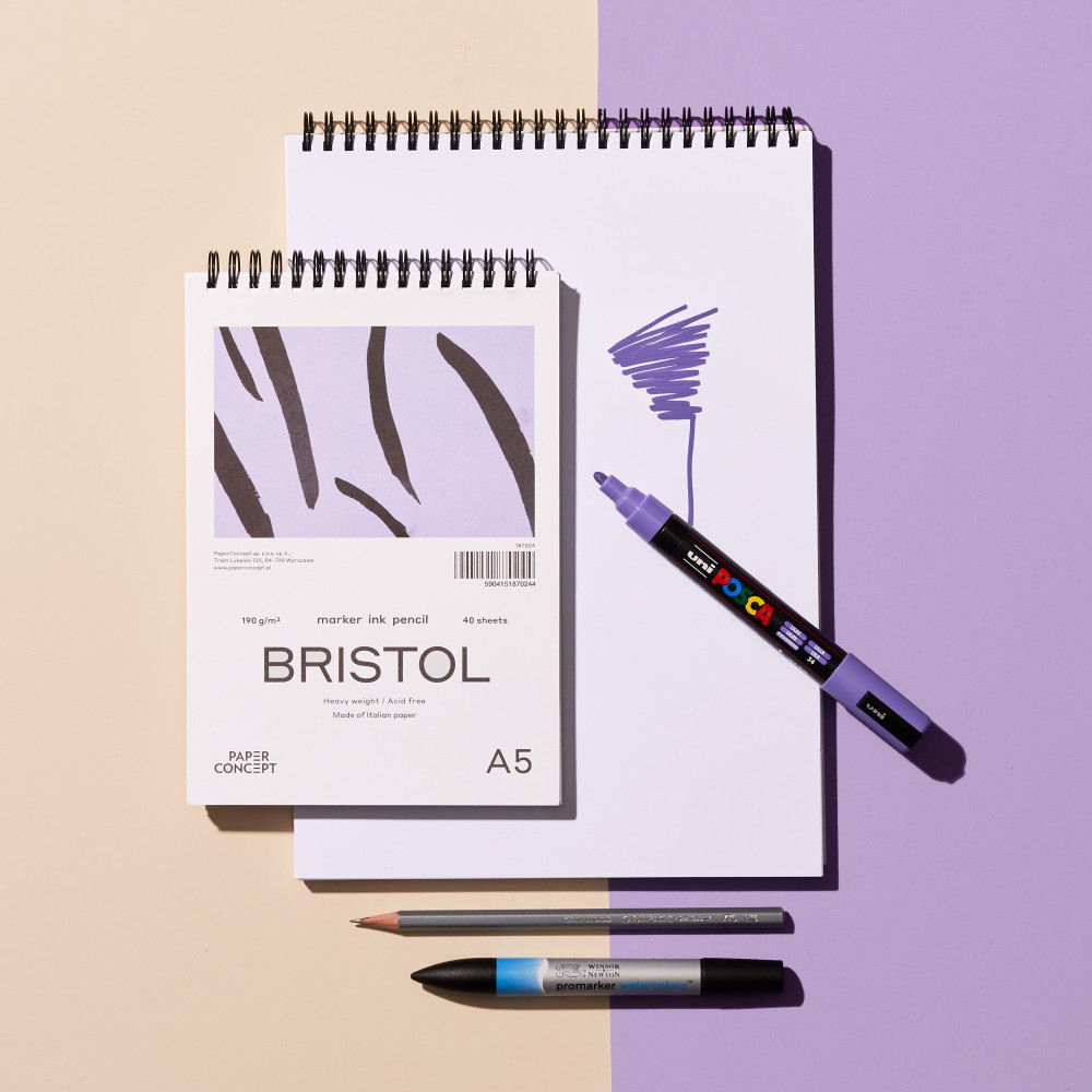 Blok do kredek i tuszu Bristol na spirali - PaperConcept - smooth A4 190 g 40 ark.