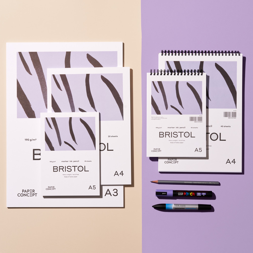 Bristol spiral paper pad - PaperConcept - smooth A4 190 g 40 sheets