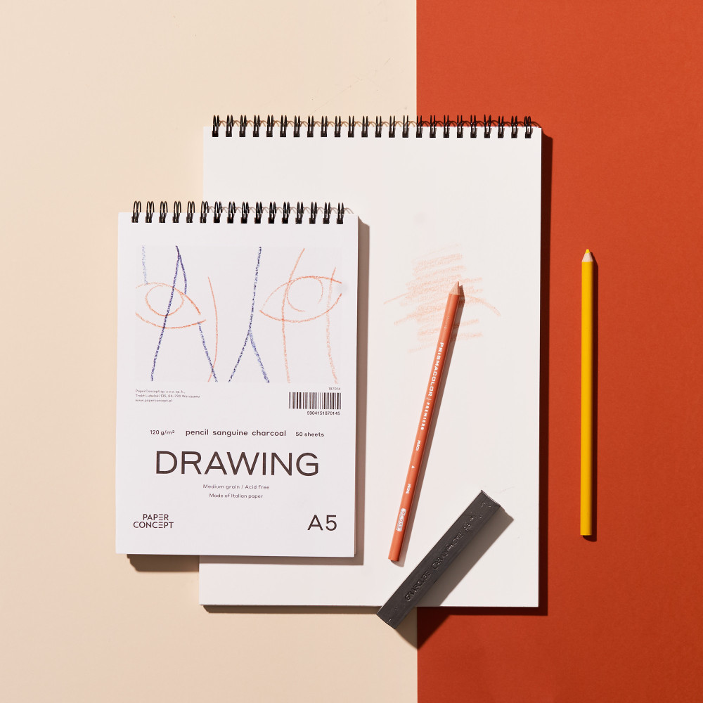 Drawing spiral paper pad - PaperConcept - medium grain A5 120 g 50 sheets