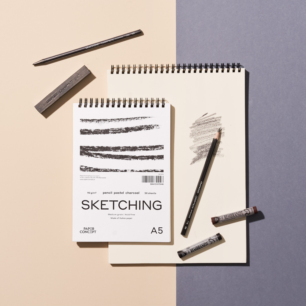 Sketching spiral paper pad - PaperConcept - medium grain A4 90 g 50 sheets