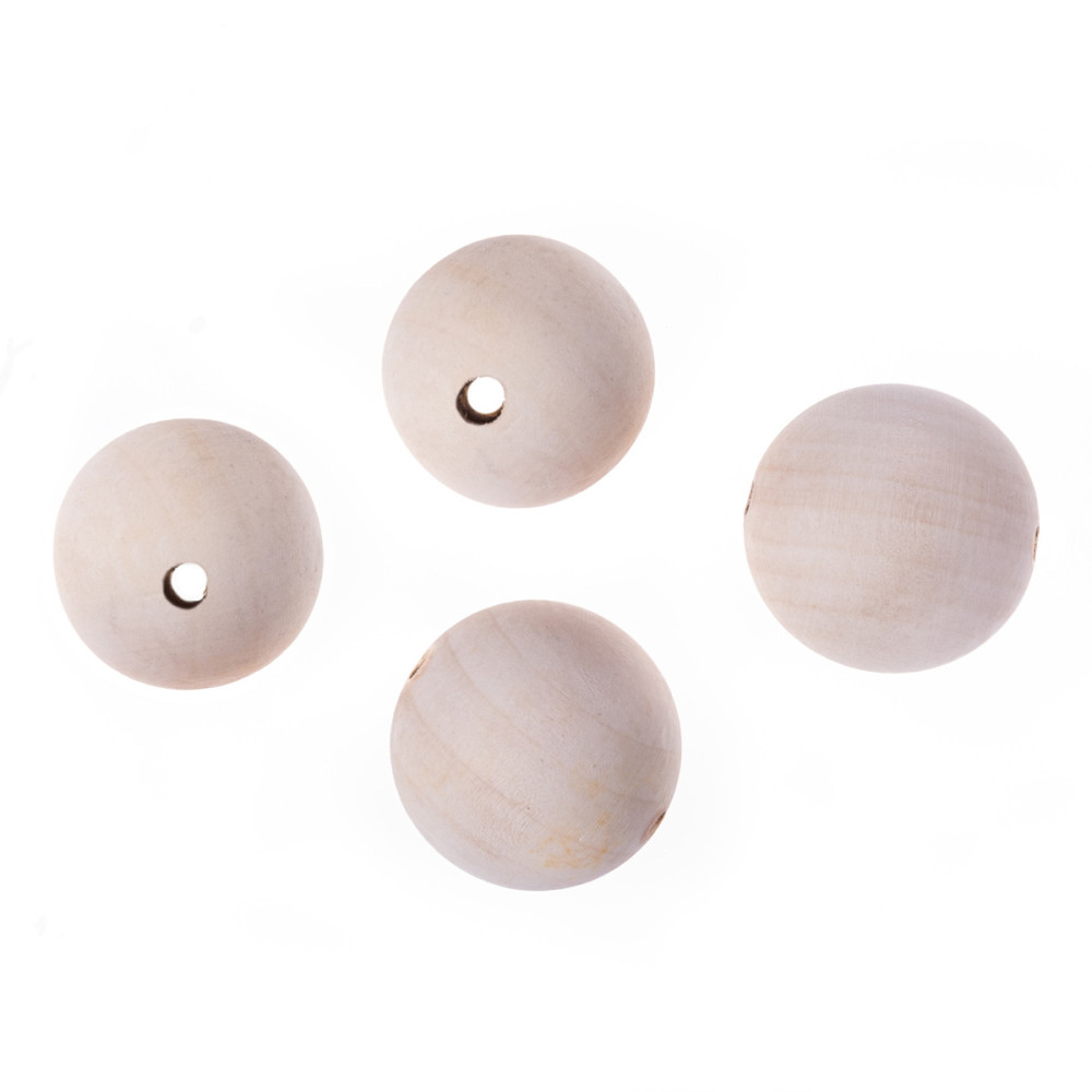 Koraliki, kulki drewniane - DpCraft - naturalne, 4 cm, 4 szt.