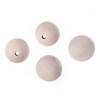 Koraliki, kulki drewniane - DpCraft - naturalne, 4 cm, 4 szt.