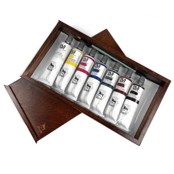 Zestaw farb olejnych Olej for Art w drewnianej kasetce - Renesans - 7 kolorów x 60 ml