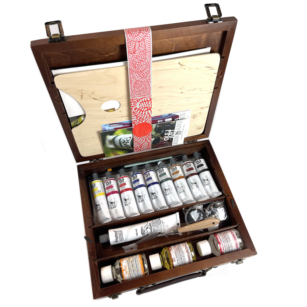 Set of Oils for Art oil paints in wooden case - Renesans - 9 colors x 60 ml