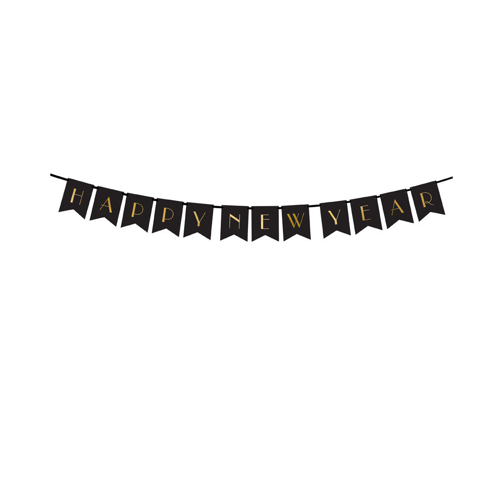 Banner Happy New Year - black, 15 x 170 cm