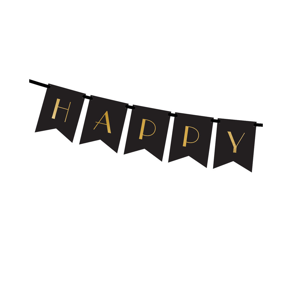 Banner Happy New Year - black, 15 x 170 cm