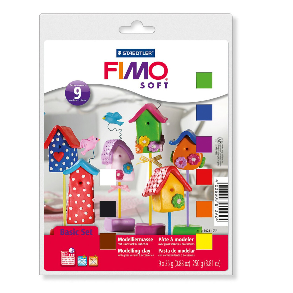 Zestaw masy termoutwardzalnej Fimo Soft dla początkujących - Staedtler - 9 x 25 g