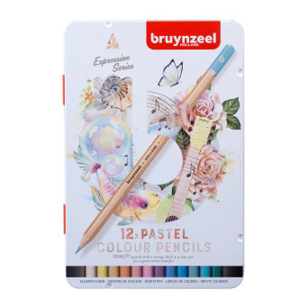Zestaw kredek Expression w metalowym etui - Bruynzeel - pastelowe kolory, 12 szt.