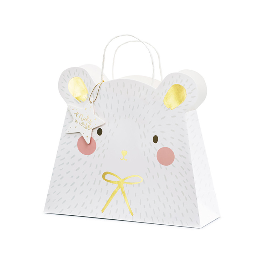 Torebka na prezenty, Miś polarny - 31,5 x 27 x 10 cm