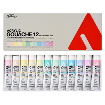 Set of Acryla Gouache paints - Holbein - Pastel, 12 colors x 20 ml