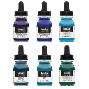 Zestaw tuszów akrylowych Aqua - Liquitex - 6 kolorów x 30 ml