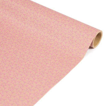 Papier do pakowania prezentów, Pink Flower - Clairefontaine - 35 cm x 5 m