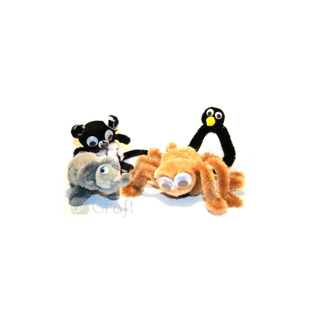 Assorted Acrylic Animal Prints Pom Poms , 56 pcs