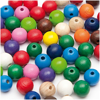 Koraliki, kulki drewniane - Rico Design - kolorowe, 12 mm, 40 szt.