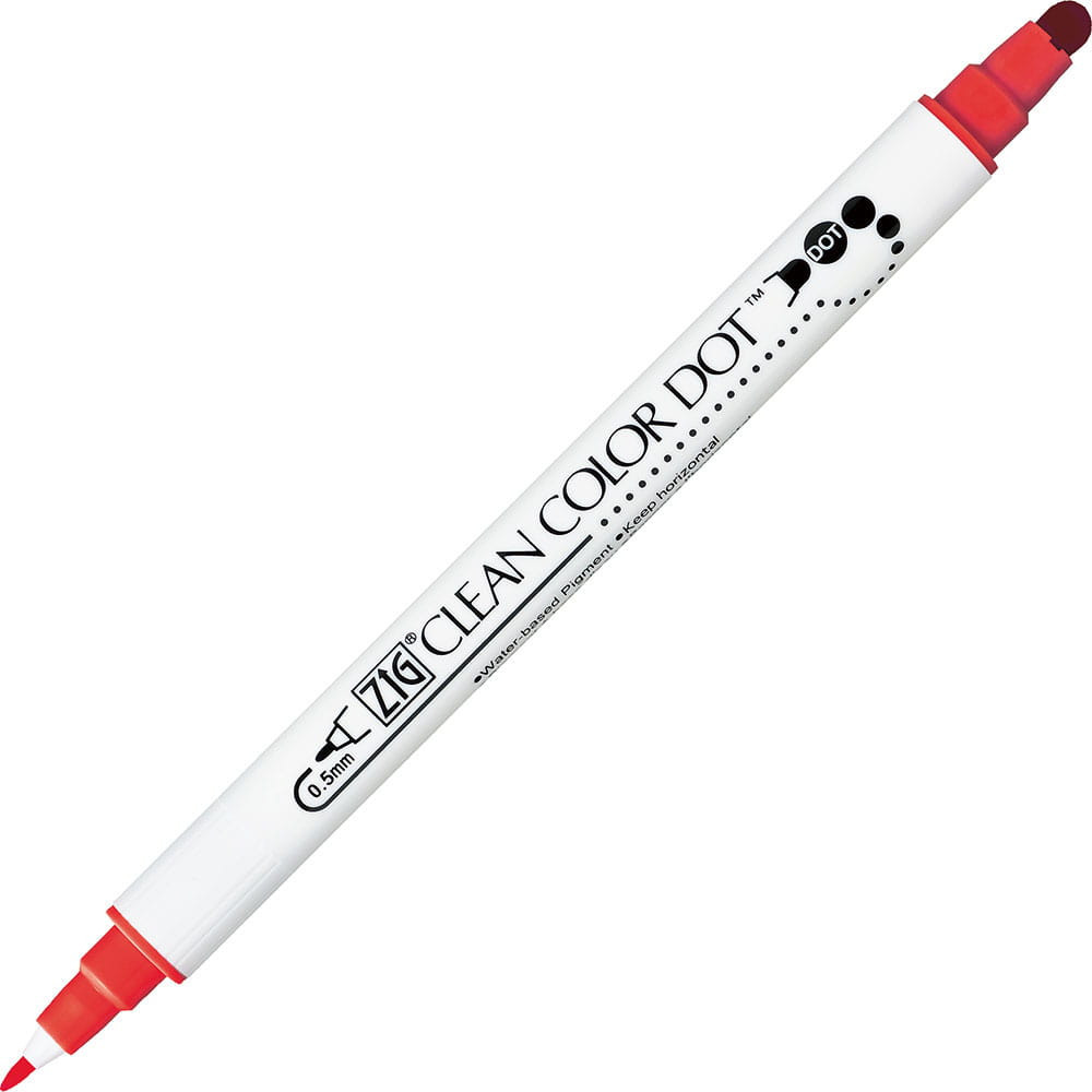 Pisak dwustronny Zig Clean Color Dot - Kuretake - Red