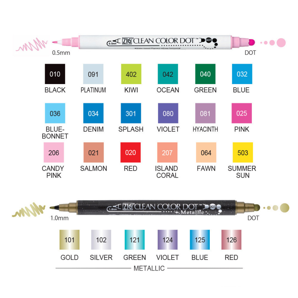 Double-sided Zig Clean Color Dot - Kuretake - Salmon