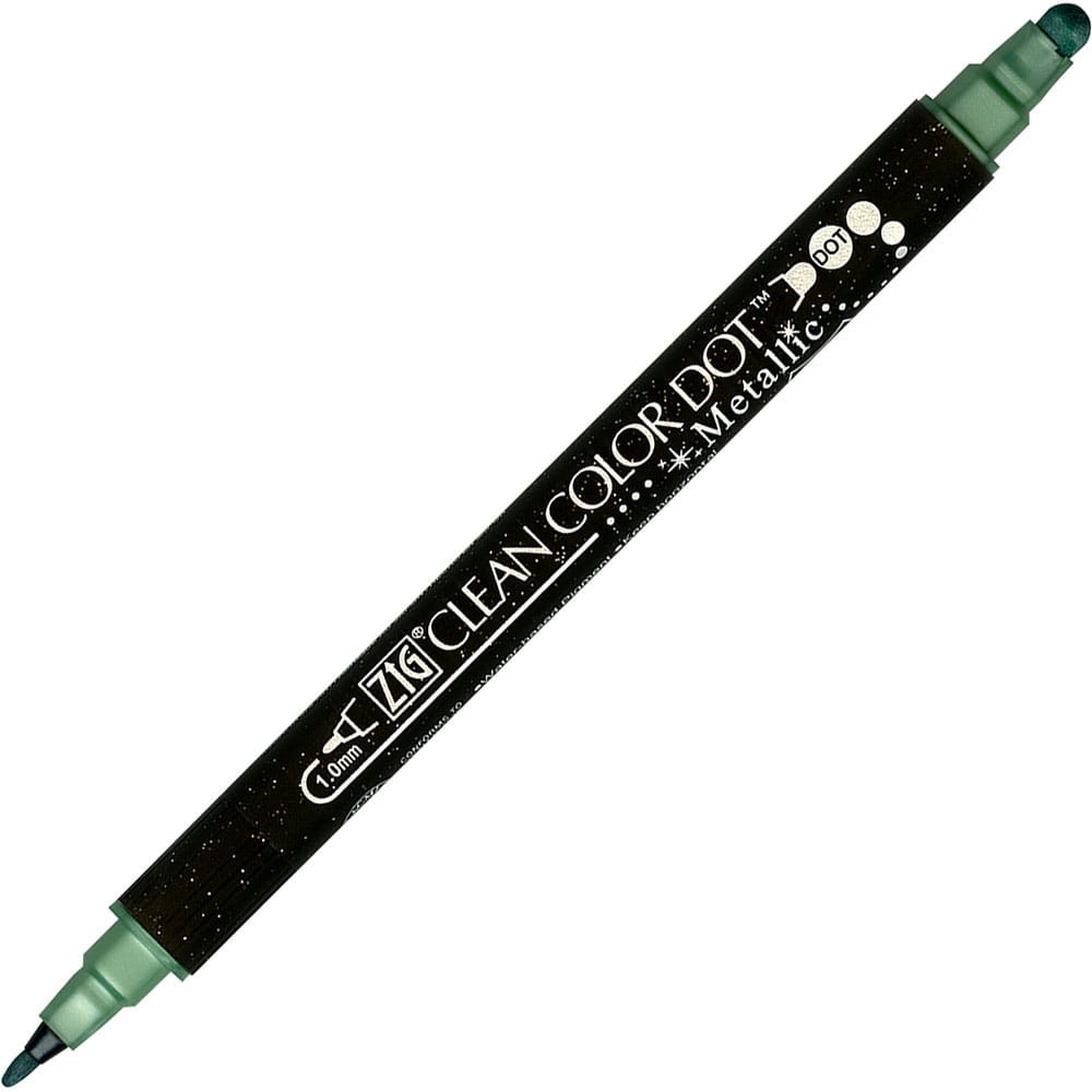 Pisak dwustronny Zig Clean Color Dot Metallic - Kuretake - Green