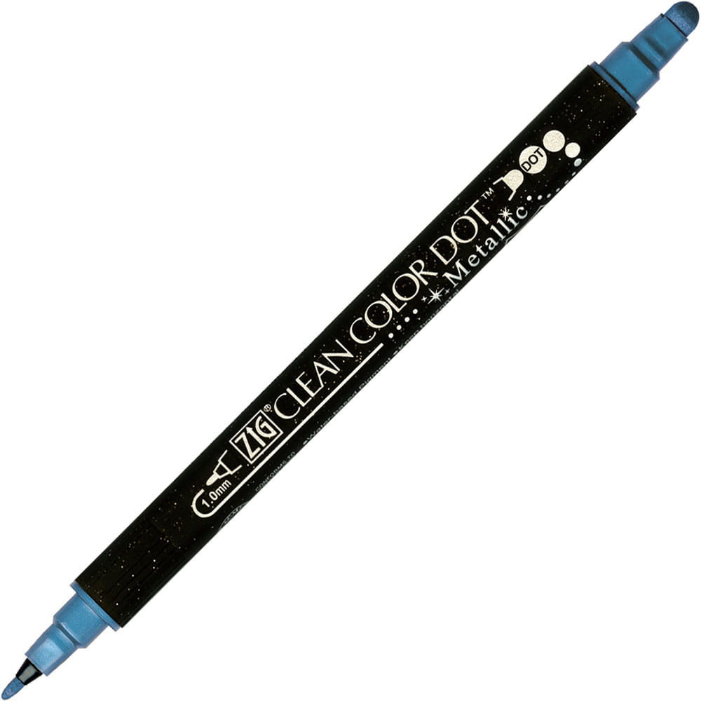 Pisak dwustronny Zig Clean Color Dot Metallic - Kuretake - Blue