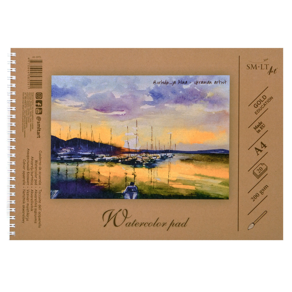 Blok do akwareli Watercolor Pad na spirali - SM-LT - A4, 200 g, 20 ark.