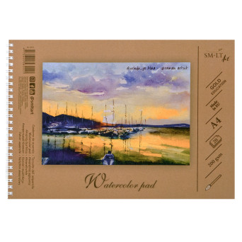 Watercolor spiral pad Gold Education - SM-LT - A4, 200 g, 20 sheets