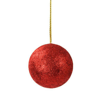 Styrofoam glitter baubles - red, 40 mm, 12 pcs.