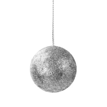 Styrofoam glitter baubles - silver, 40 mm, 12 pcs.