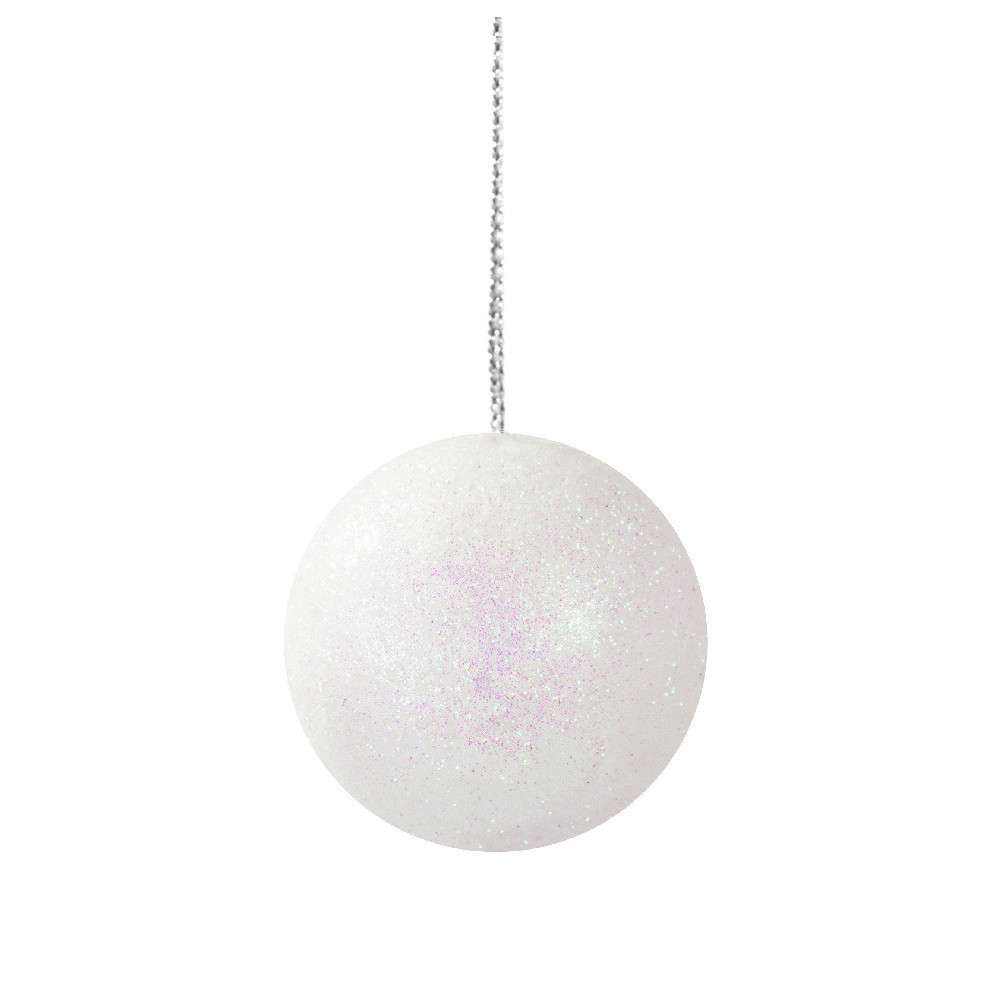 Styrofoam glitter baubles - white, 40 mm, 12 pcs.