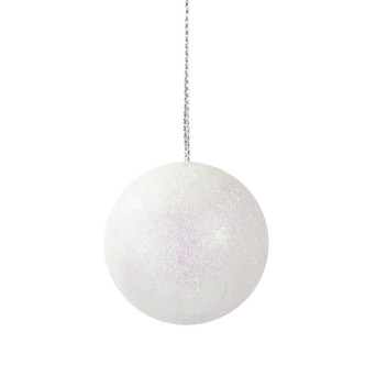 Styrofoam glitter baubles - white, 40 mm, 12 pcs.