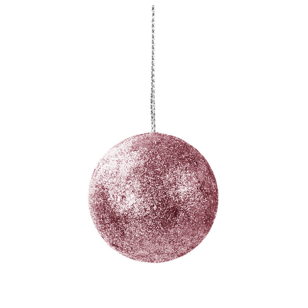 Styrofoam glitter baubles - rose gold, 40 mm, 12 pcs.