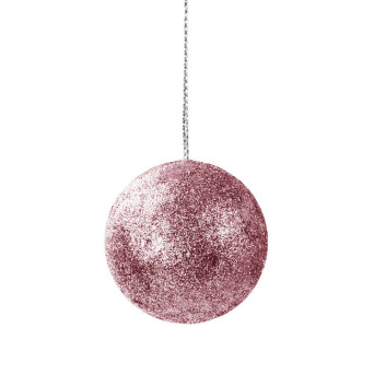 Styrofoam glitter baubles - rose gold, 40 mm, 12 pcs.