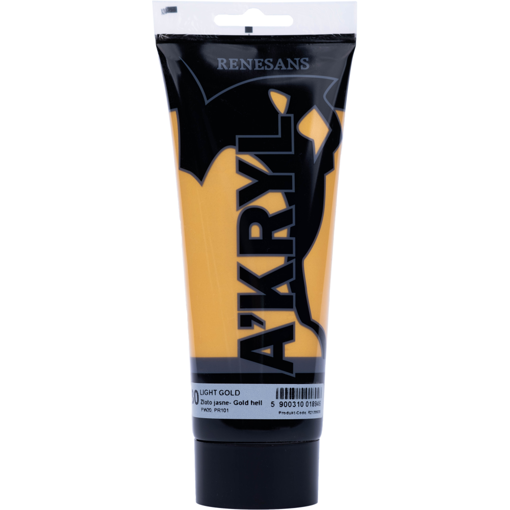 Metallic acrylic A'kryl paint - Renesans - 30, light gold, 200 ml